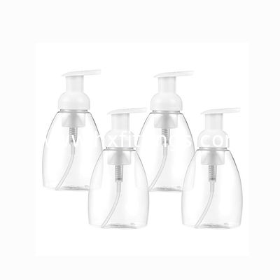 300 ml di bottiglie ovali di plastica trasparente per la pompa del sapone con tappi di plastica bianchi fornitore