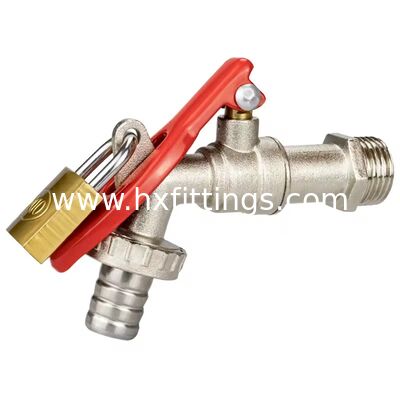 Rubinetto per acqua da giardino a parete anticorrosione con serratura in lega di zinco con maniglia in ferro da 1/2 "per esterno per lavatrice
